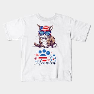 Patriotic Cat, 4th of July Design Kids T-Shirt